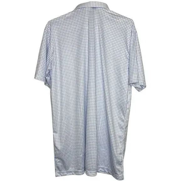 Collars & Co Polo Shirt Mens M Blue Check Golf Preppy Dress Collar Office NEW